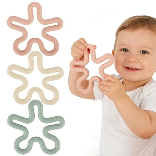 3 Pack Coral Flower Ring Teether Baby Teething Toys