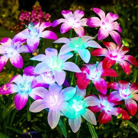 4-Pack Ahaorigin Solar 7-Color Changing Lily Flower Garden Lights