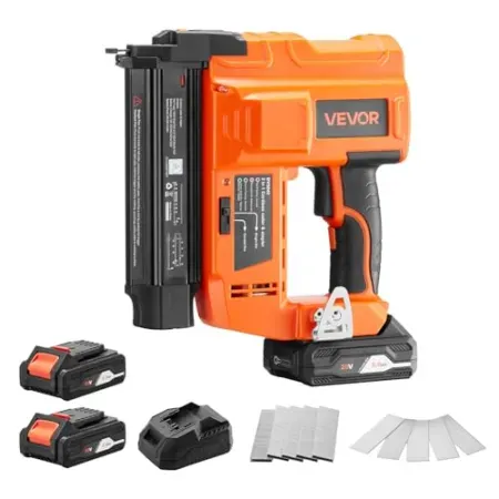 VEVOR 2-in-1 18GA Cordless Brad Nailer w/ Two Batteries