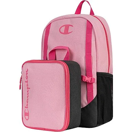 2-Pc 17" Champion Kids' Backpack w/ Detachable Lunch Box Set (Pink or Tie-Dye)