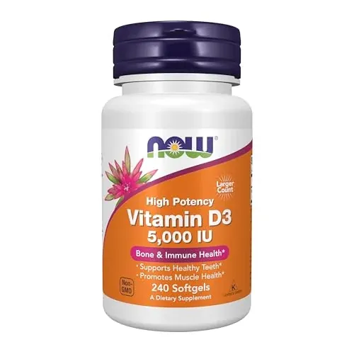 Now Supplements Vitamin D-3 5,000 IU Structural Support, 240 Softgels