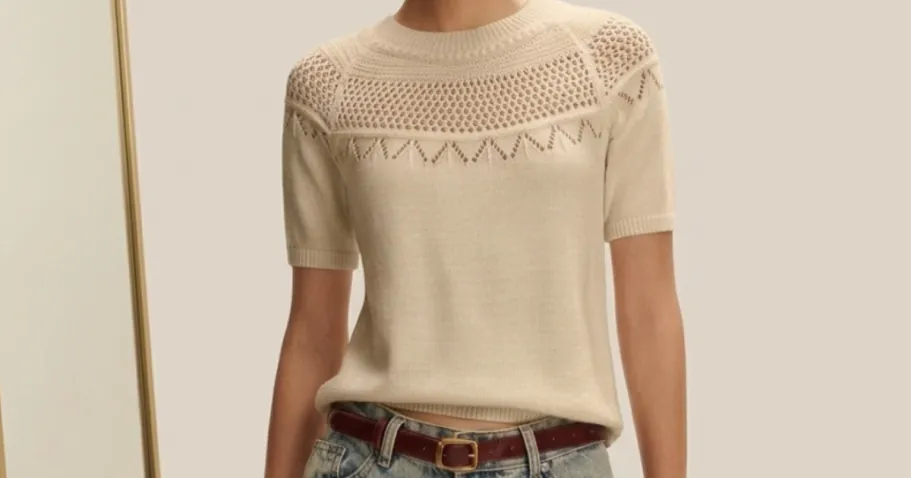 Women’s Crochet Short-Sleeve Sweater
