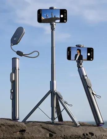 LISEN 67" Phone Tripod Selfie Stick w/ Auto-Deploy Base & Remote