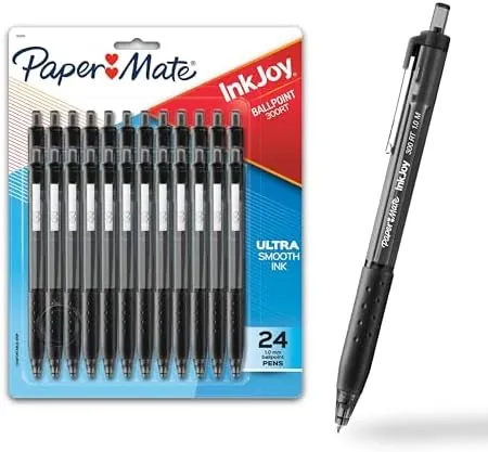 24-Ct Paper Mate InkJoy 300RT Retractable Ballpoint Pens (Black)