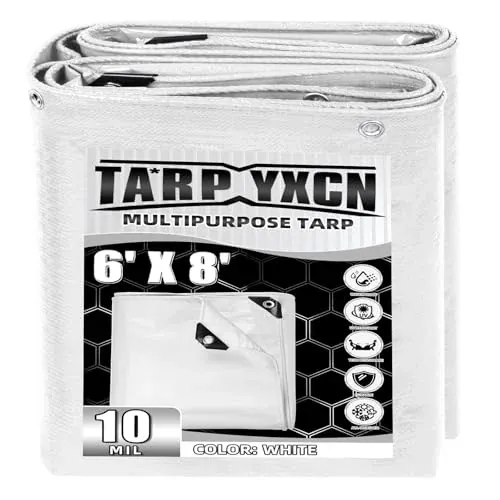 6'x8' 10-Mil Waterproof Poly Tarp (White)