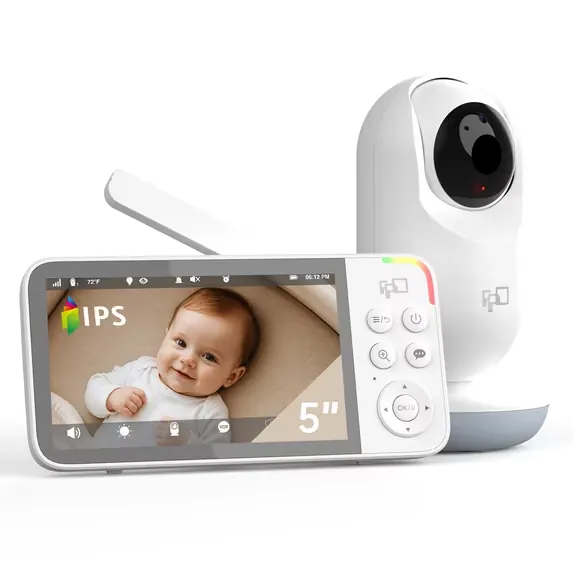 FPD 5" Video Baby Monitor with 30-Hour Battery and Remote Pan-Tilt-Zoom