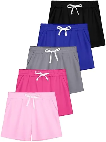 QWE 5 Pack Girls Athletic Shorts