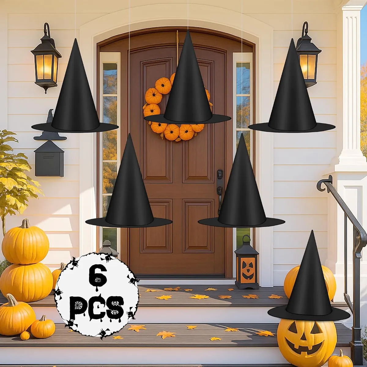 Helimoto Halloween Floating Witch Hats 6-Pack