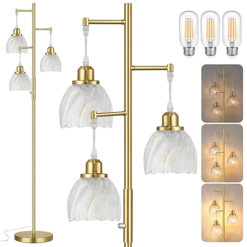 ROTTOGOON Dimmable Gold Floor Lamps