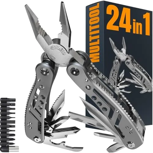 24-in-1 Multitool with Knife, Pliers & 11 Screwdriver Bits