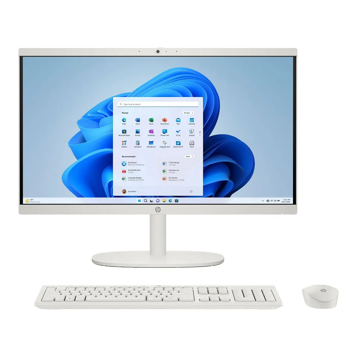 HP 22-dg0003w All-in-One Desktop Computer, Intel Pentium J5040, 8GB RAM, 128GB SSD, White
