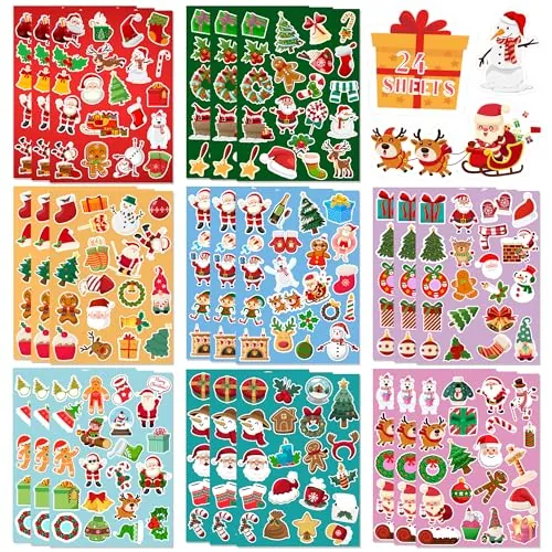 Hshfamily Kids' Christmas Stickers 24-Sheets (480 Stickers)