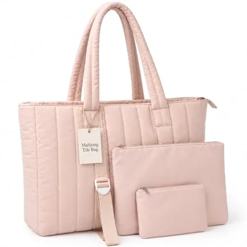 Quilted Tote with Mat Straps - 3 Piece Set