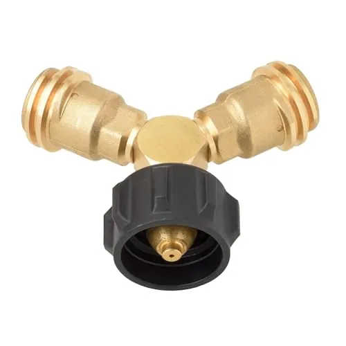 Flame King Propane Tank Y Splitter Adapter with Valves