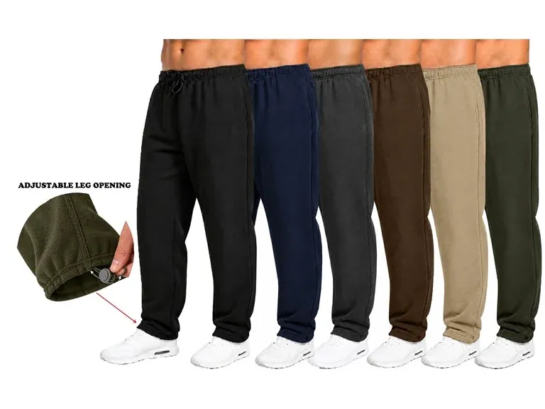 4-Pack Mens Fleece-Lined Open Bottom Sweatpants