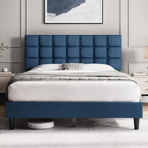 Yaheetech Queen Size Upholstered Tufted Bed Frame with Headboard