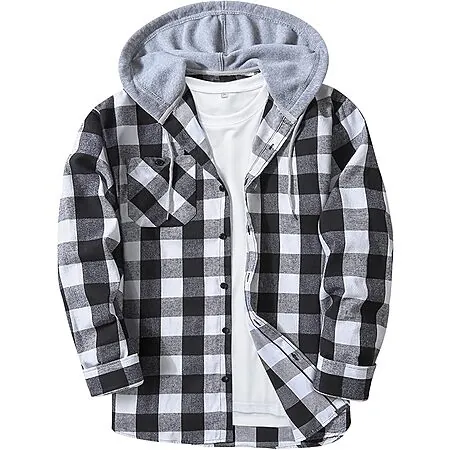 JACKETOWN Men's Plaid Hooded Flannel Shirt Jacket (Various)