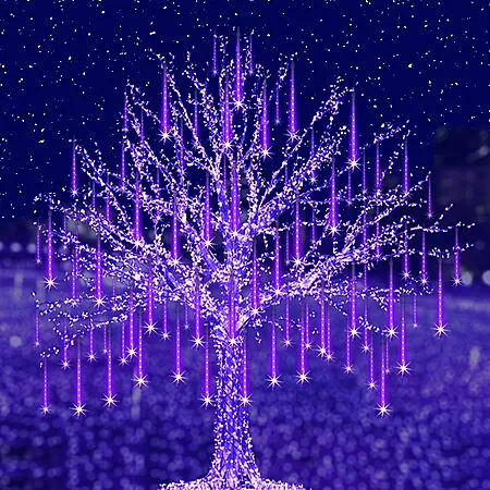 26.9' (8 Tubes/192-LED) Adecorty UL Plug Outdoor Meteor Shower Lights (Purple, Blue)