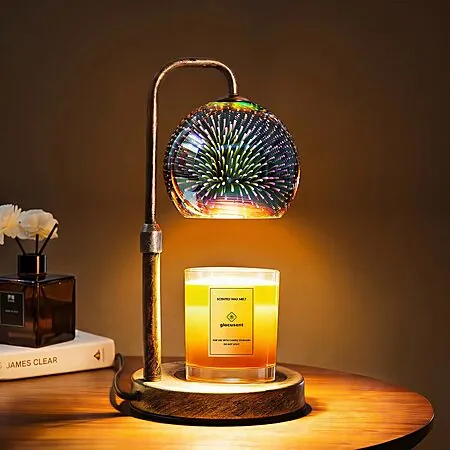 Glocusent 2-Bulb Adjustable Height Retro 2 Dimmable Candle Warmer Lamp w/ Timer