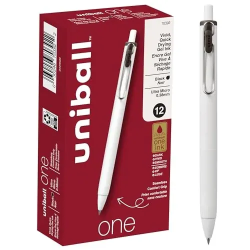 12-Pack 0.38mm Ultra Micro Uniball One Gel Pens (black ink)