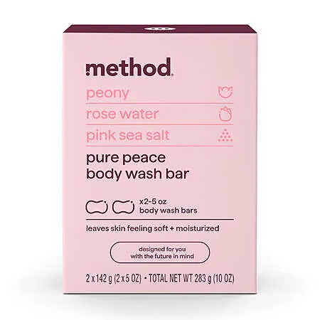 2-Pk 5-Oz Method Body Wash Soap Bars (Pure Peace)