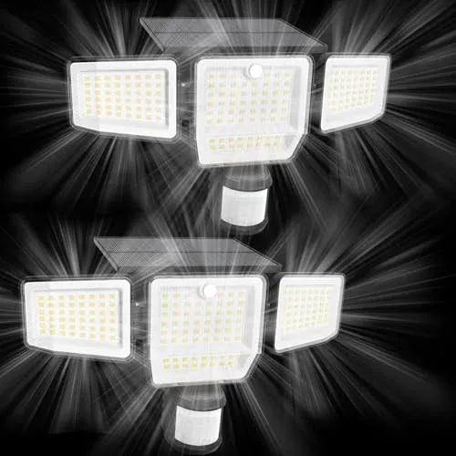 SZPOWER 6000LM Solar 4-Head Motion Sensor Flood Lights 2-Pack