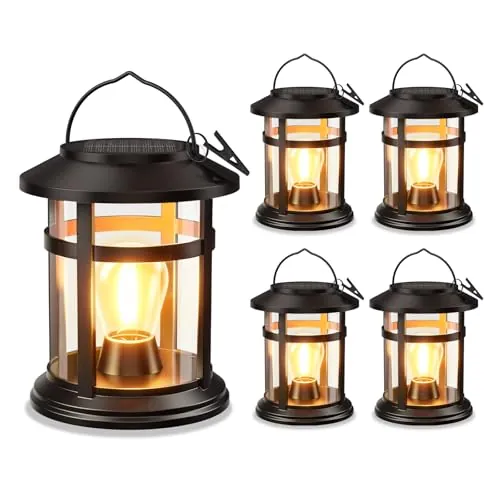 BONLION Solar Hanging Lanterns Outdoor LED Lights 4-Pack (Warm Light)