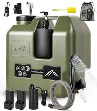 SUNCUCU Portable Camping Shower with 5.5‑Gallon Jug