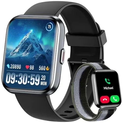 Smart Fitness Tracking Watch with 2 bands, calling, and Alexa