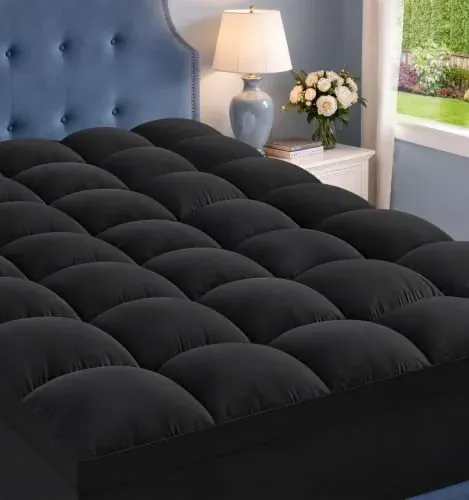 ELEMUSE Queen Black Thick Pillow Mattress Topper