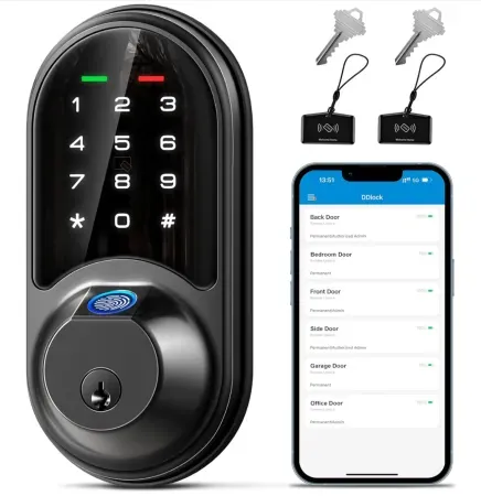 Veise RZ07 Fingerprint Smart Lock w/ Keypad, Two Keys, Two Fobs