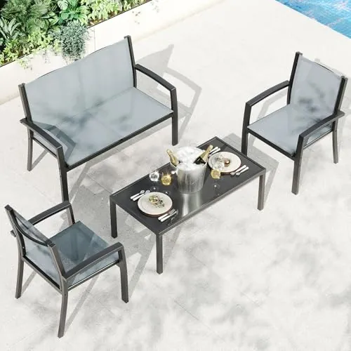Garvee 4 Piece Patio Bistro Furniture Set