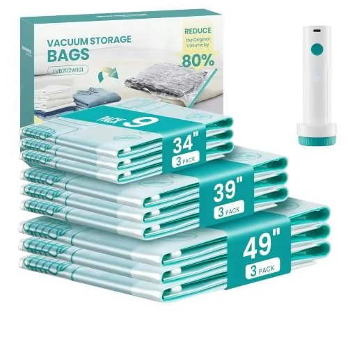 Songmics Vacuum Storage Bags with Rechargeable Pump 9-Pack
