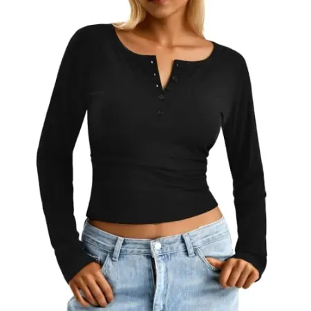 CADITEX Women's Long Sleeve Henley