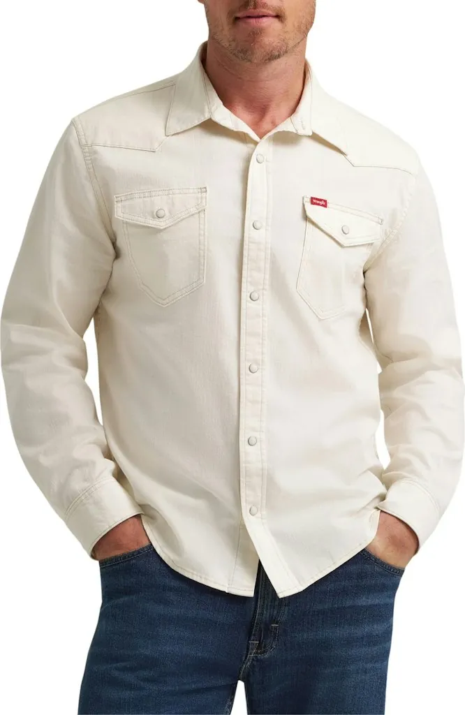 Wrangler Men's Twill Shirt w/ Built-In Sunglasses Cleaner