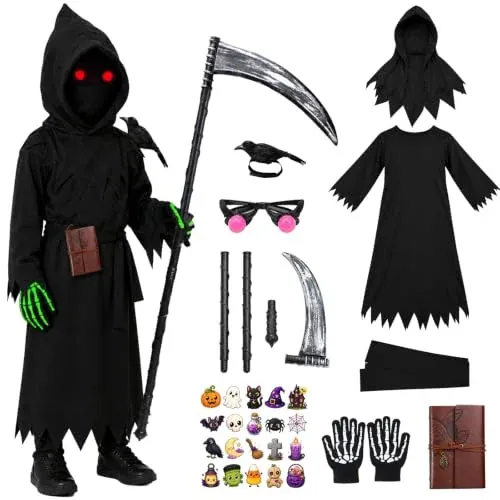 27 Piece Kid's Grim Reaper Halloween Costume
