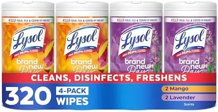 4-Pk 80-Ct Lysol All-Purpose Disinfecting Wipes (Lavender / Mango)