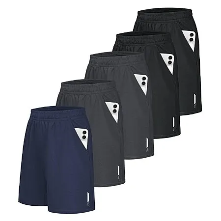 5-Pk Little Beauty Men's Athletic Gym Shorts w/ Pockets (Various)