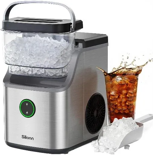 Silonn Nugget Ice Maker Countertop with Ice Basket and Handle