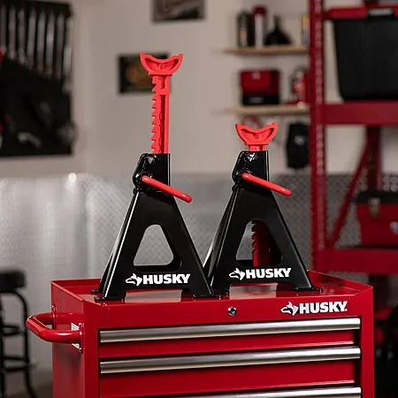 Husky 6-Ton Extended Reach Heavy-Duty Steel Jack Stands (12,000 Lbs. Capacity)