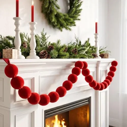 6.6' Velvet String Strand Beaded Garland