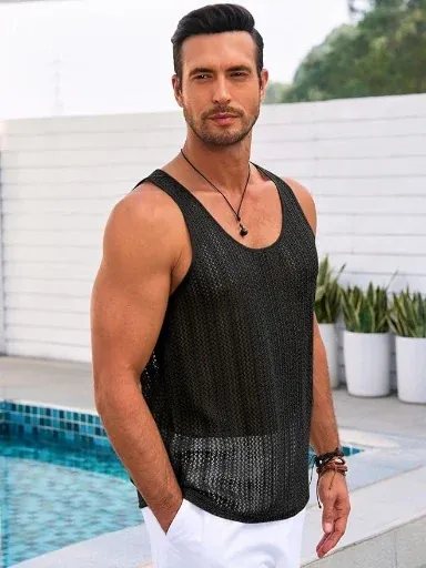 Sleeveless Knitted Crochet T-Shirts