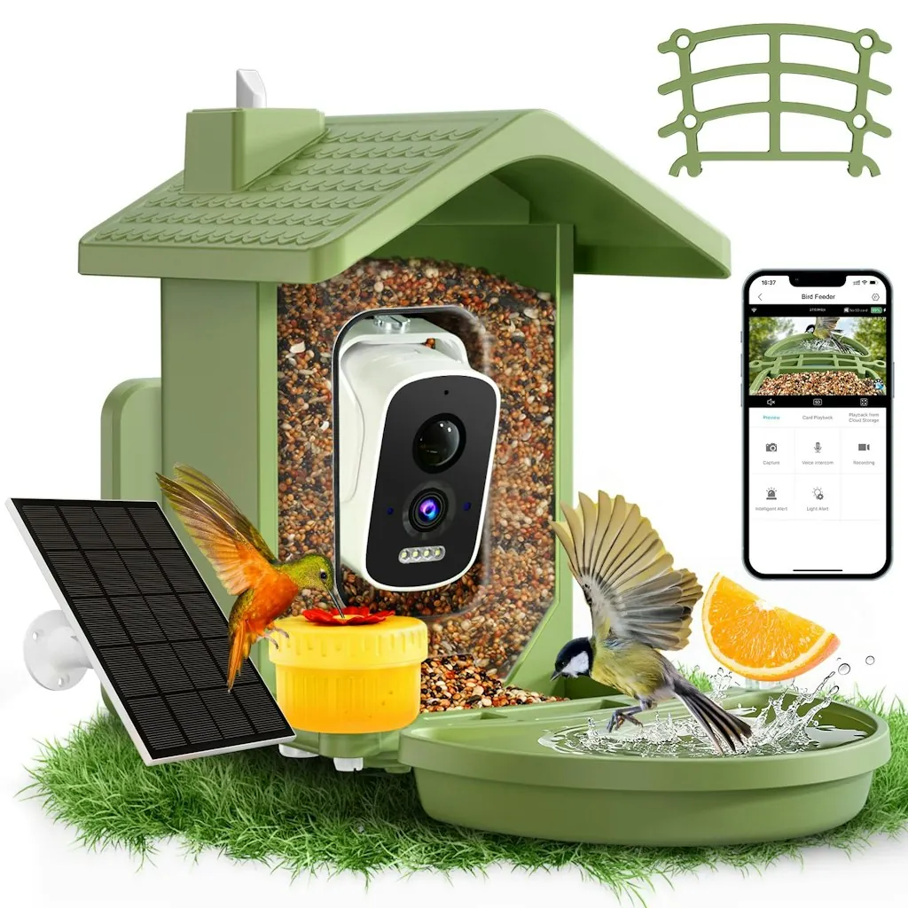 Homiefans Smart Bird Feeder w/ Camera & Solar Charging
