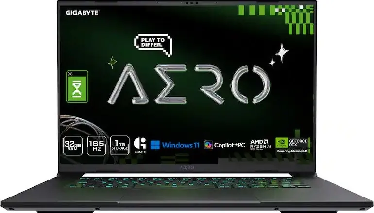 GIGABYTE AERO X16: 16" 2560×1600 WQXGA, Ryzen Al 7 350 1TB SSD, 32GB DDR5, RTX 5060 - F/S