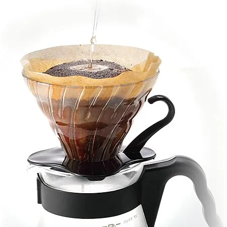 Hario V60 Glass Pour Over Coffee Dripper (Size 02, Black)