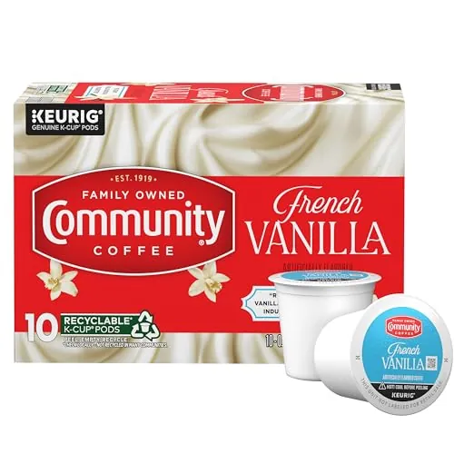 Community Coffee French Vanilla Flavored Medium Roast Keurig K-Cup Coffee Pods 10-Pack