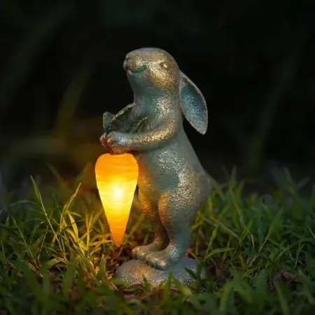 PETAFLOP Cute Garden Bunny Statue with Solar Carrot