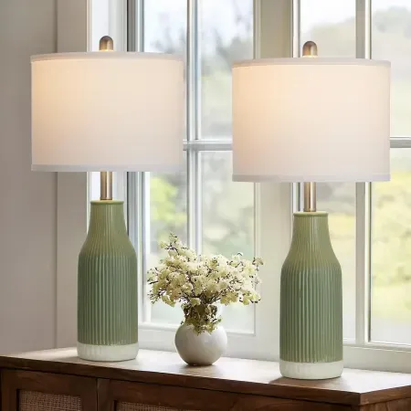 2-Pack 24.5" luxeflow Ceramic Farmhouse Bedside Lamps for Nightstands