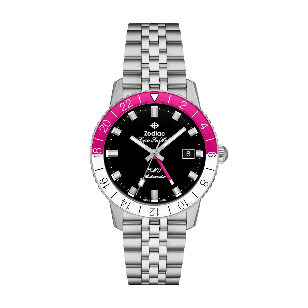 Zodiac Super Sea Wolf GMT Automatic Watch (Black or Silver Dial)