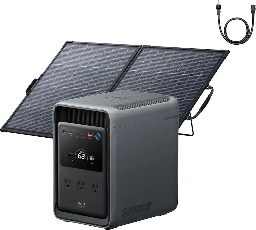 Anker SOLIX S2000 Portable Power Station w/ 200W Bifacial Solar Panel
